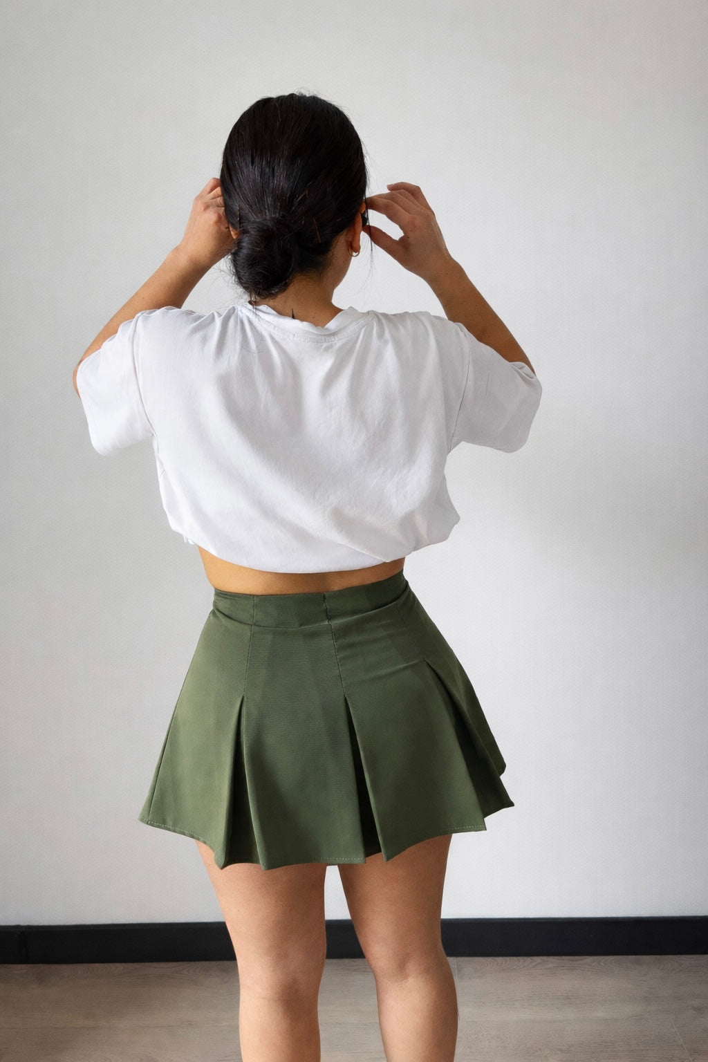 Falda Plisada Verde Caqui