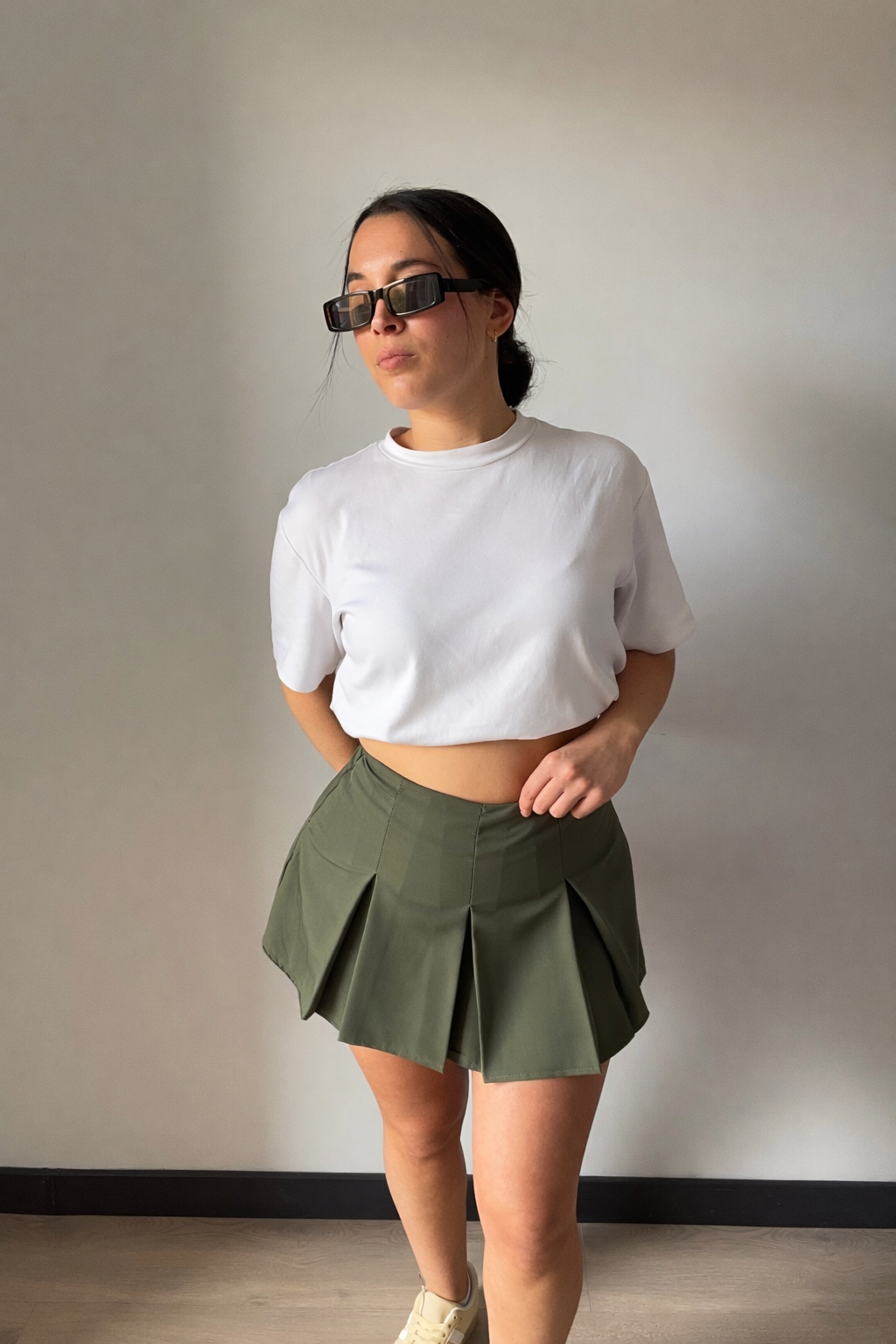 Falda Plisada Verde Caqui