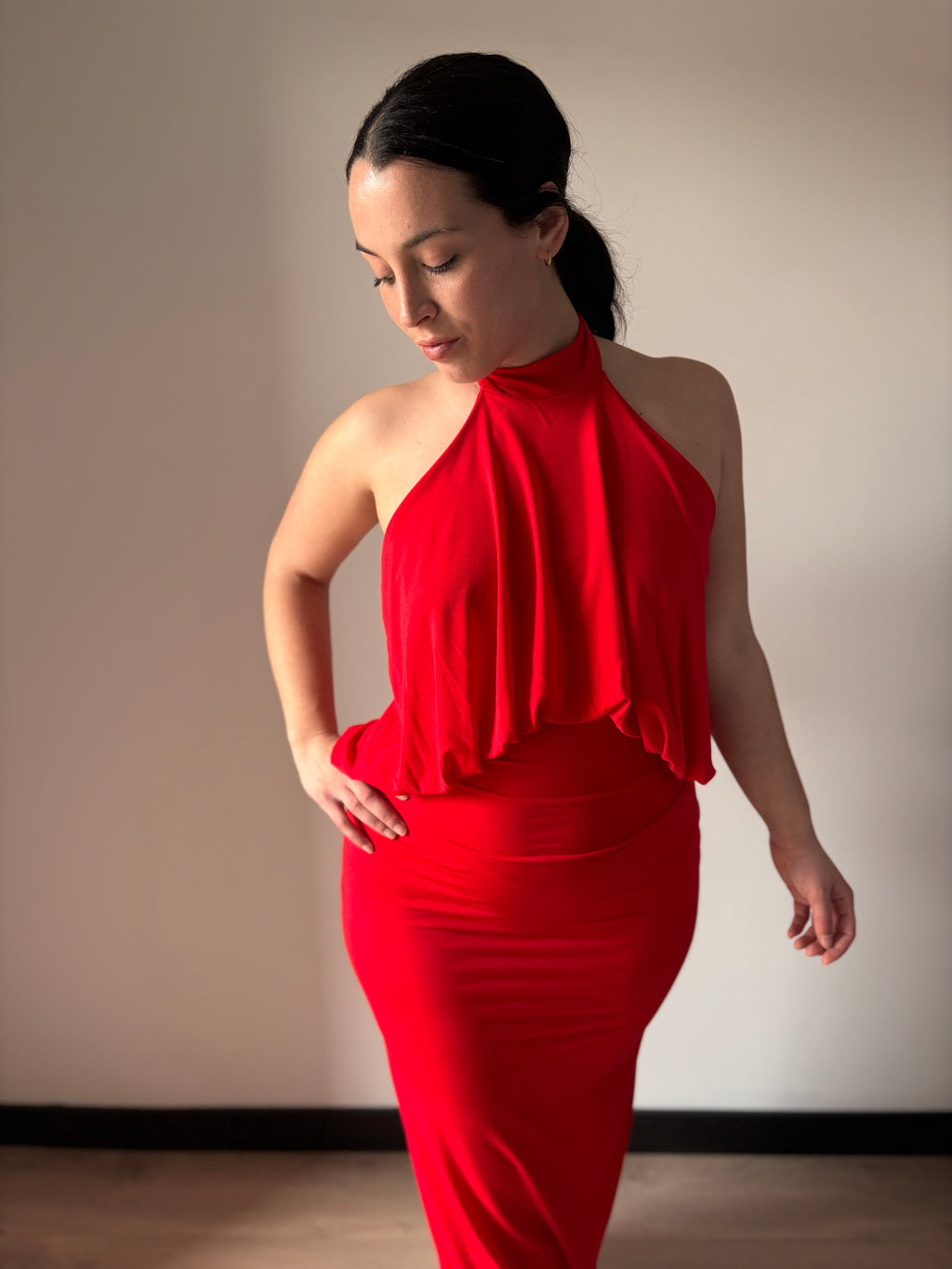 Vestido Largo Halter Rojo