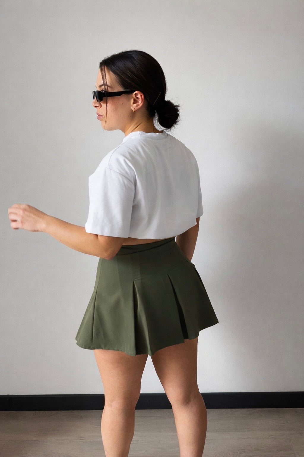 Falda Plisada Verde Caqui