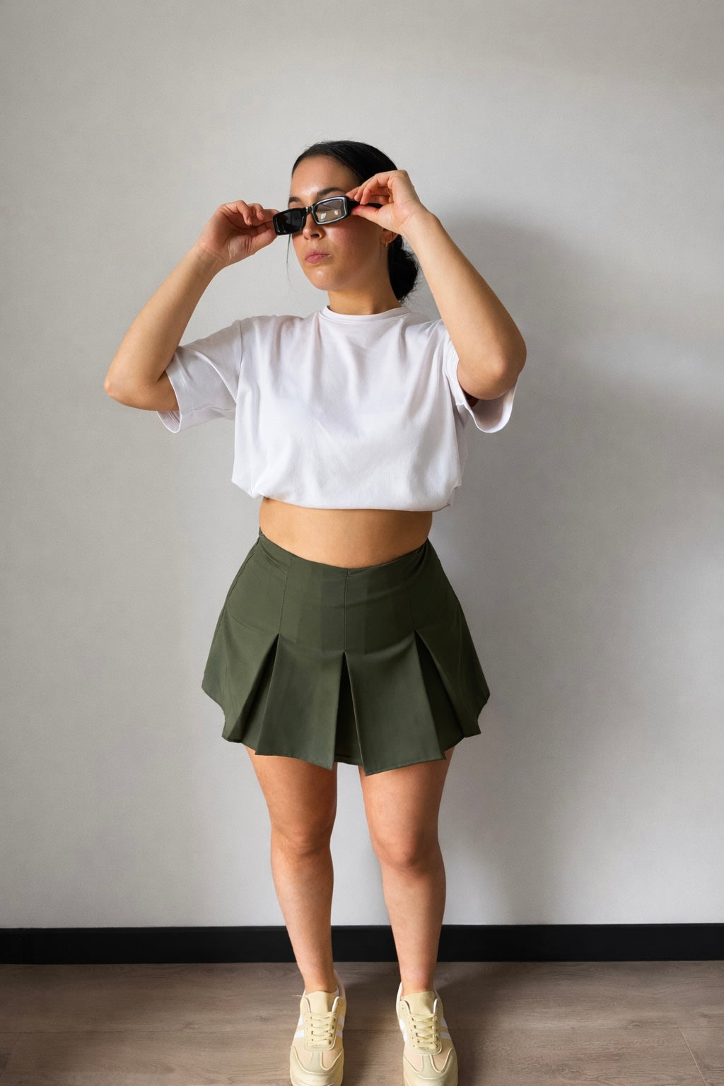 Falda Plisada Verde Caqui