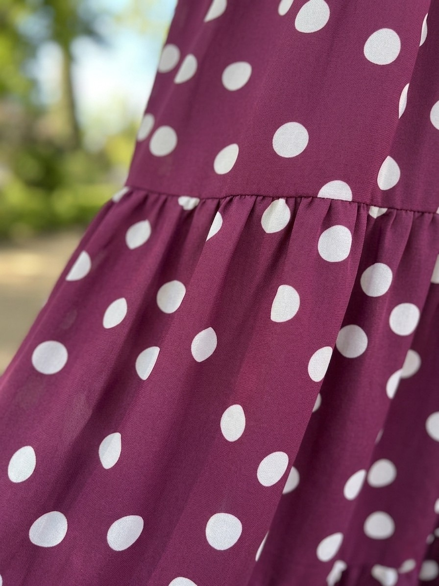 Vestido lunares burdeos