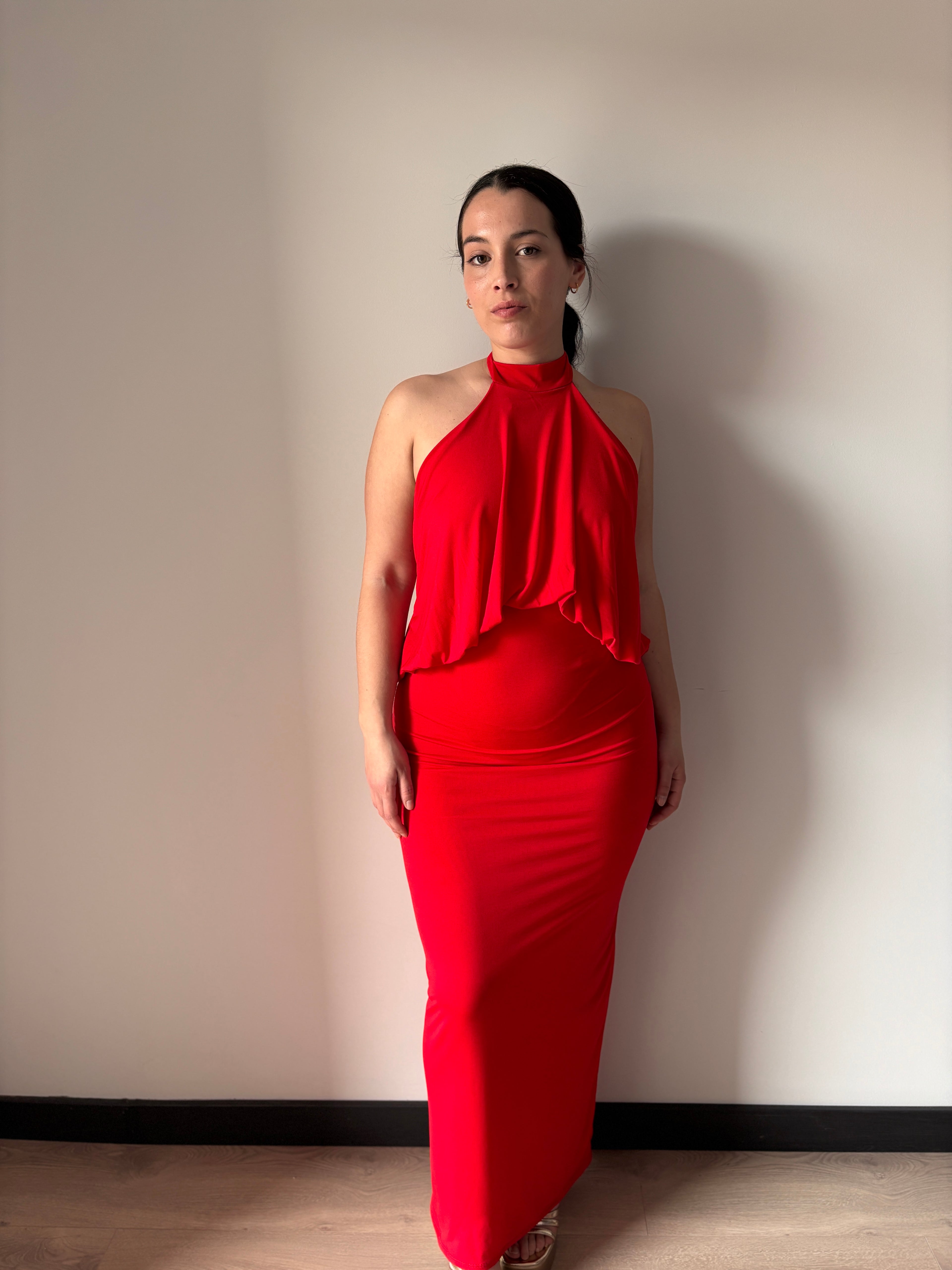 Vestido Largo Halter Rojo