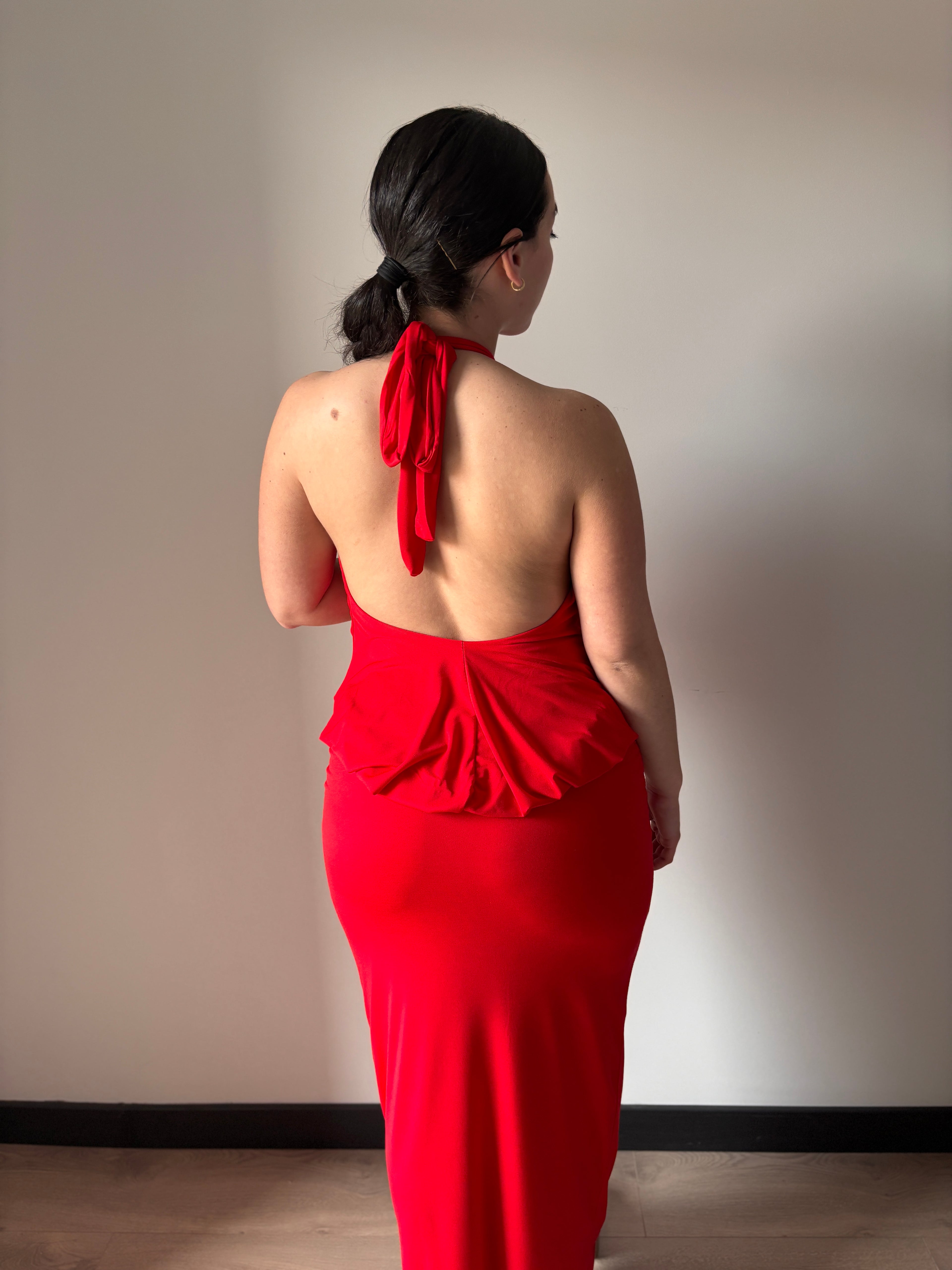Vestido Largo Halter Rojo