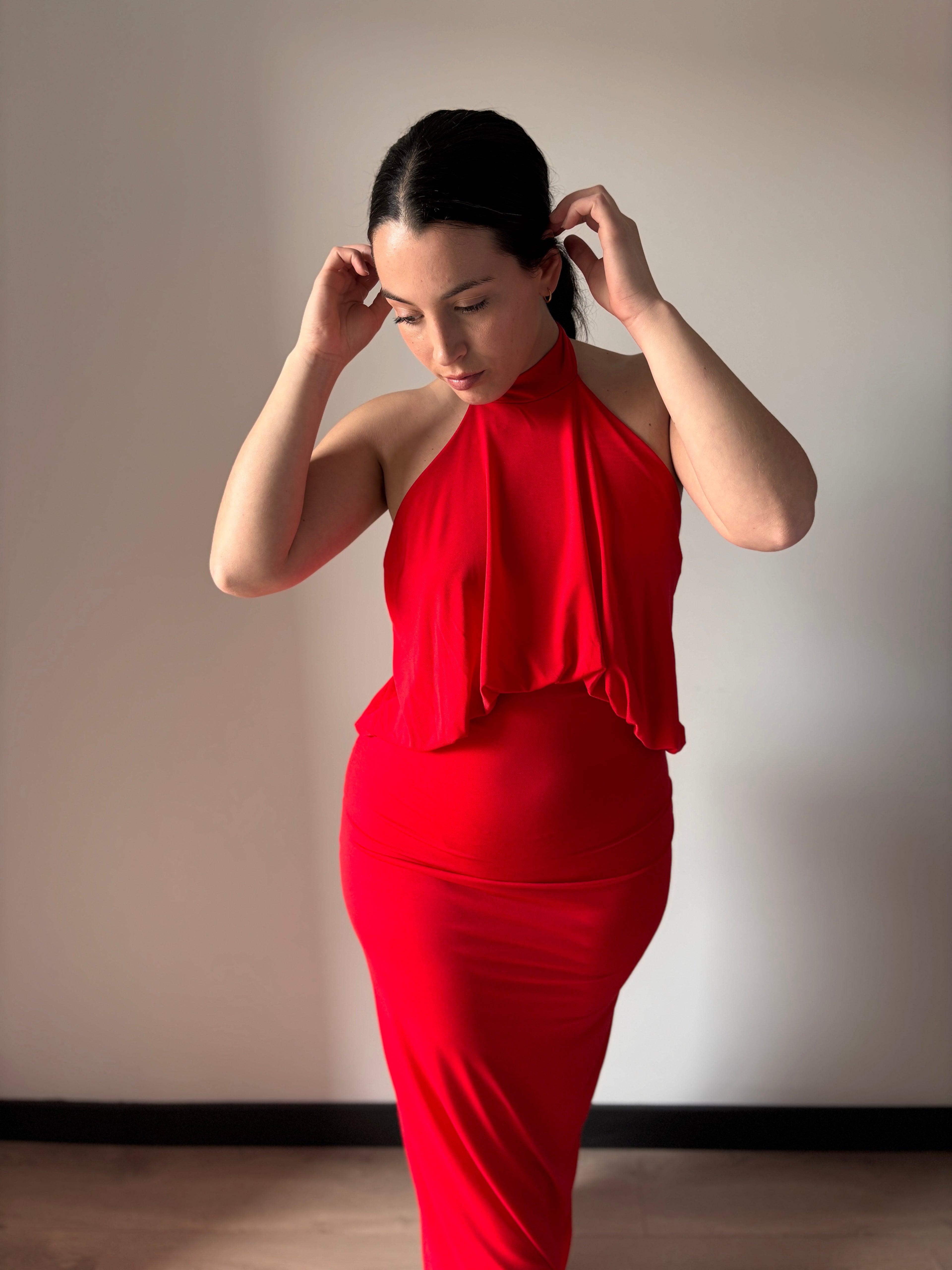 Vestido Largo Halter Rojo