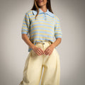 Jersey-polo de punto azul y amarillo