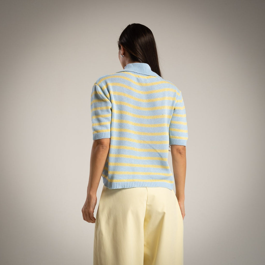Jersey-polo de punto azul y amarillo