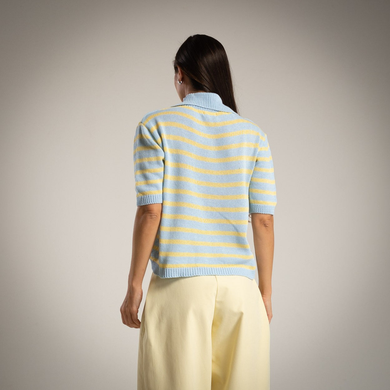 Jersey-polo de punto azul y amarillo